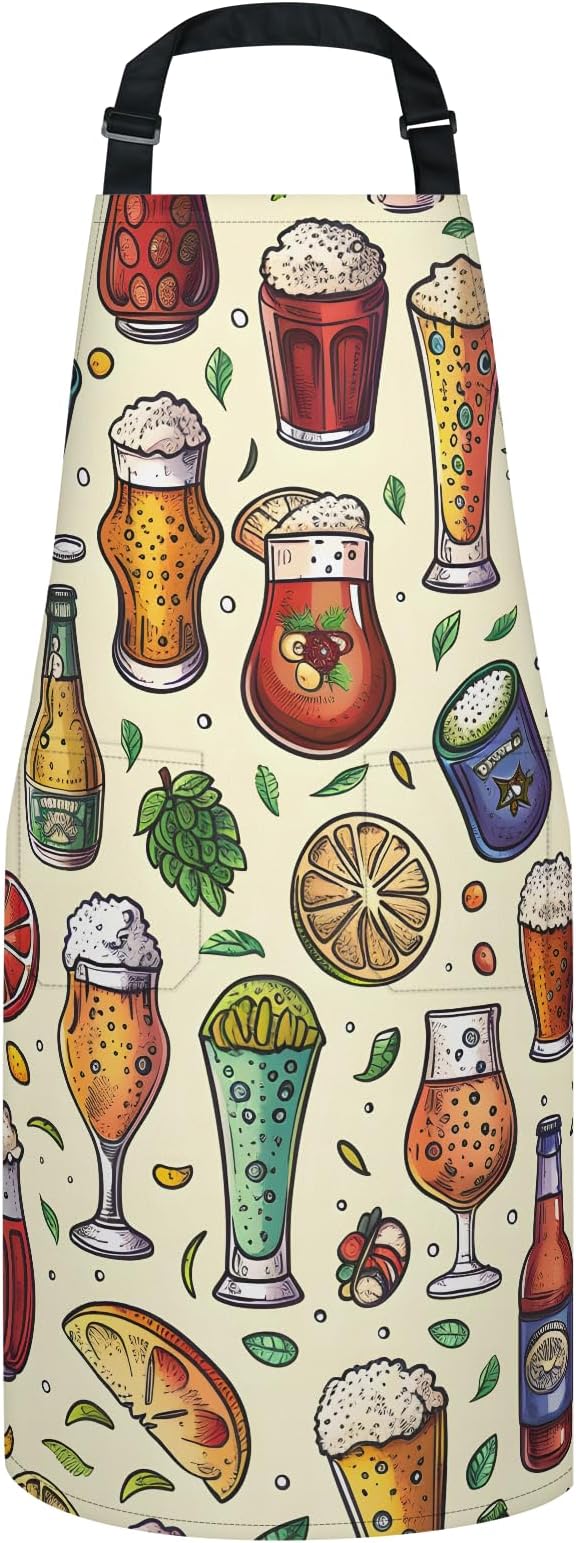 Kitchen Apron with Pockets,Adjustable Aprons for Women Men,Waterproof Chef Aprons for Cooking,BBQ,Gardening