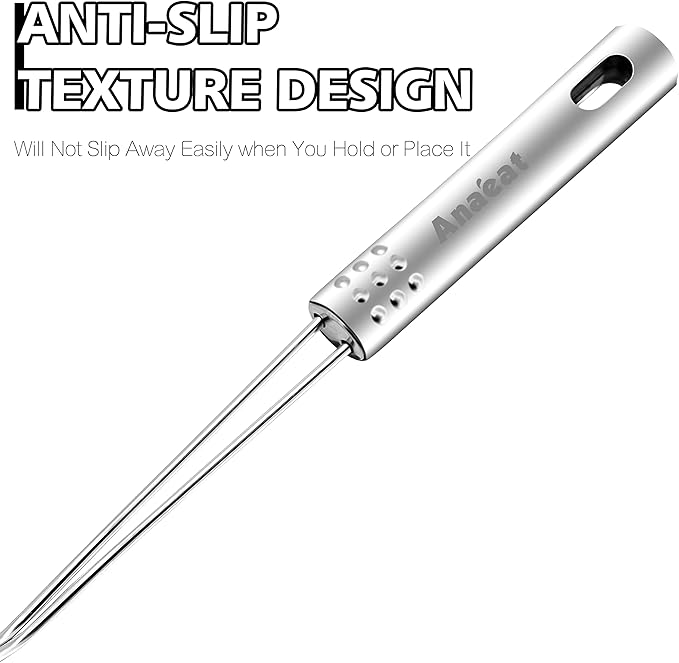 Anaeat Stainless Steel Spider Skimmer, Set of 3 Professional Kitchen Pasta Strainer Spoon with Long Handle - Asian Strainer Ladle Wire Skimmer Spoons for Cooking and Frying (4.5"+5.3"+6.1")
