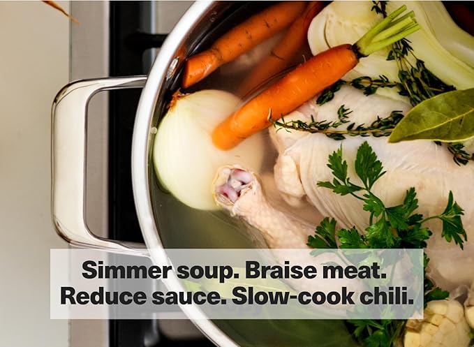 Misen 5-Ply Stainless Steel Stockpot – Large Cooking Pot for Boiling, Simmering & Stewing - Consistent, Even Heating - Durable, Dishwasher Safe – Oven-Safe to 800F, Induction Ready - 8 QT