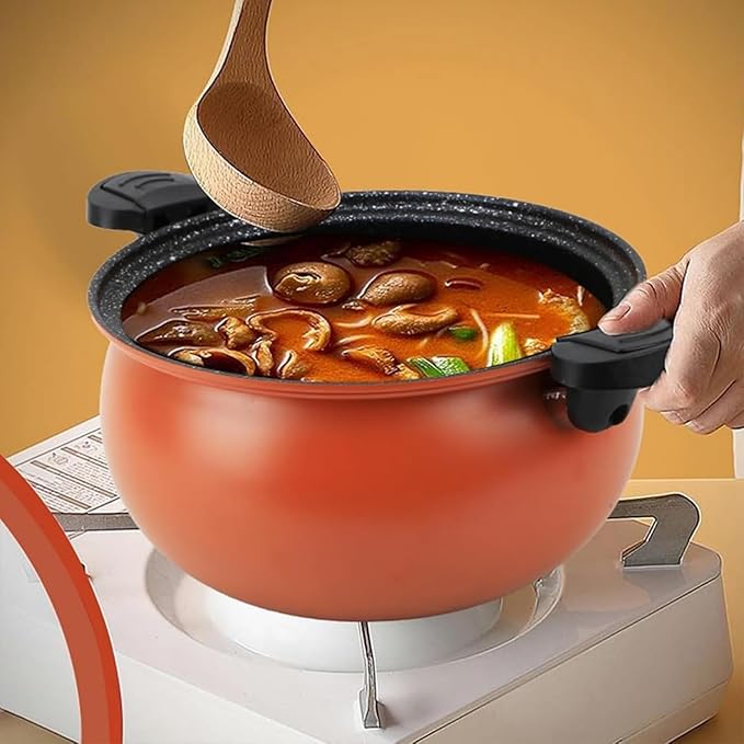 Multifunctional Large Capacity Non-Stick Pressure Cooker, Micro Pressure Cooker Pot, Non-Stick Surface, Visual Glass Lid, with Lid for Culinary Styles (Pumpkin shape-8L)