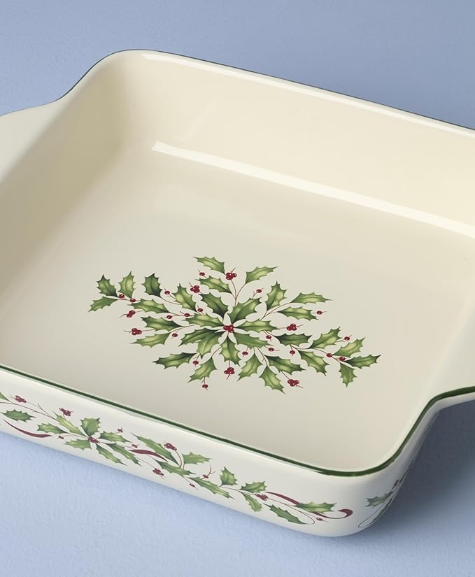 Lenox 898091 Holiday Square Baking Dish, Christmas, Festive Kitchen Decor