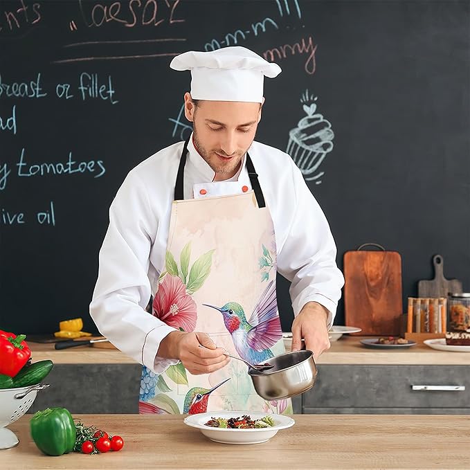 Cooking Aprons for Men and Women,Adjustable Bib Chef Apron with 2 Pockets, Soft and Durability Kitchen Apron