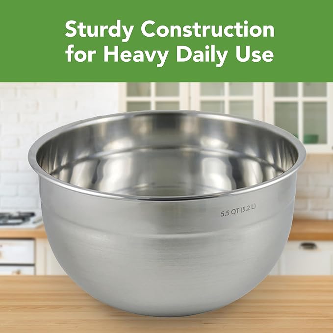 Tovolo Stainless Steel Mixing Bowls, 3.5 Qt - Metal Nesting Mixing Bowl with Rounded Lip for Easy Pour & Minimal Mess - Large & Small Dishwasher Safe Kitchen Supplies for Prep & Cooking