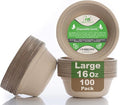 Green Swan Disposable Paper Bowls, 16 Oz [100 Pack] Large Bowl-100% Compostable, Biodegradable, Eco-Friendly Natural Colour Bowls - Convenient for Daily Use for Salad, Hot Soup, and Pasta