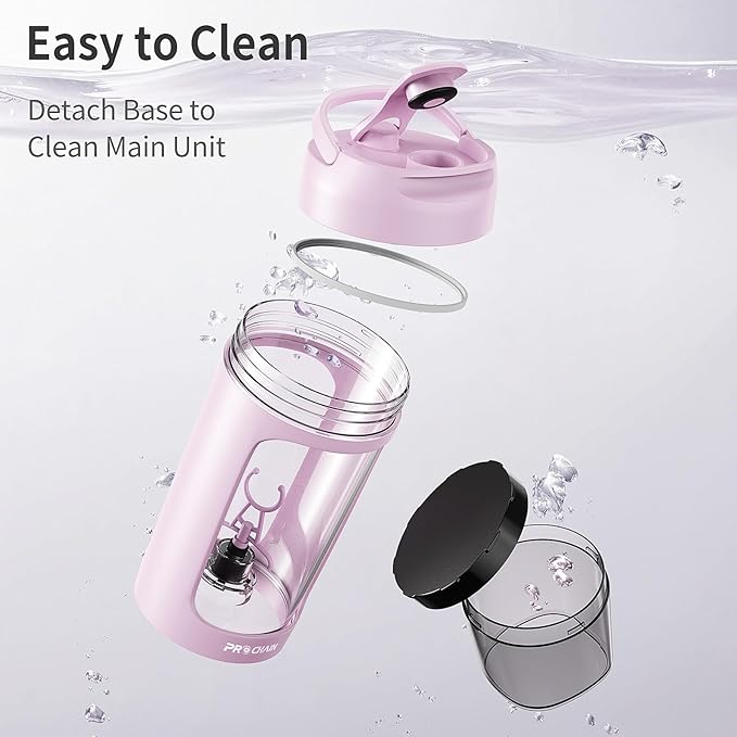 PROCHAIN Electric Protein Shaker Bottle, USB Rechargeable Protein Shakes Mixer, with Powder Storge Cup, Portable Water Drink Bottles for Gym Sport Workout, BPA-Free Tritan, 22oz