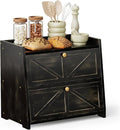 Vintage Double Layer Bread Box for Kitchen Counter Bamboo Bread Storage Container Large Capacity Bread Storage Bin (Antique Black)