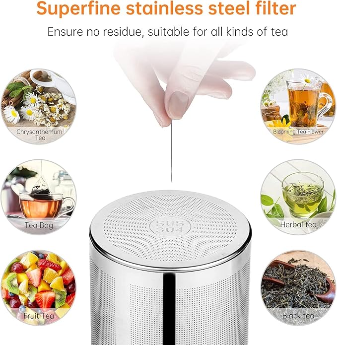 Glass Teapot, 33oz / 1000ml Teapot with Removable Infuser, Clear Tea Pot for Loose Leaf Tea and Blooming Tea, Stovetop Safe Glass Tea Kettle with Scale Line and Tea Brewer Guide