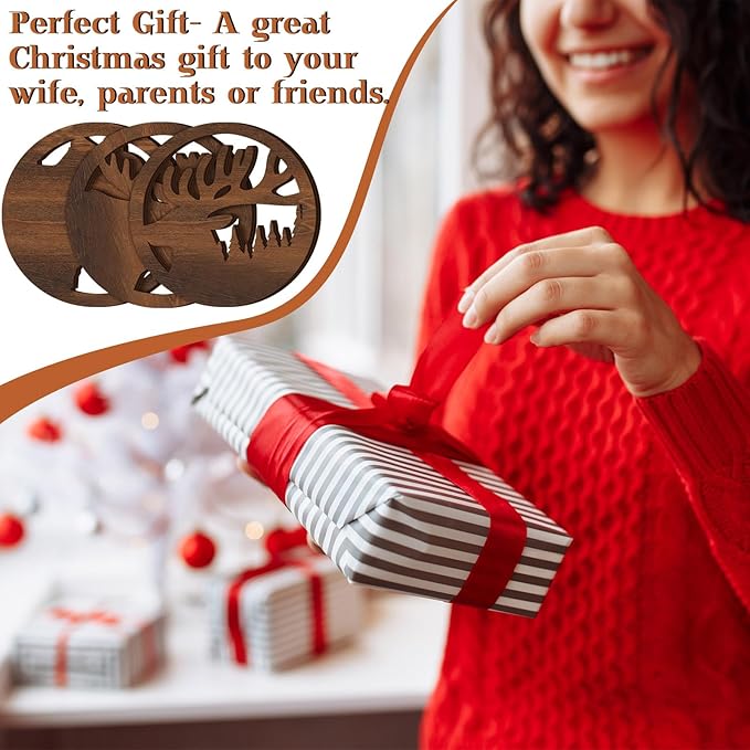 3 Pcs Bear Deer Moose Trivets for Hot Dishes, Wooden Decorative Trivets Cabin Theme Pot Holders Heat Resistant Hot Pad Rustic Lodge Kitchen Home Decorations, 7.9 Inch