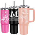 Personalized Tumblers with Engraved Name - Made in USA, Personalized Birthday Gifts for Men Women, Custom 40oz Stainless Steel Coffee Tumbler with Lids and Straws, Custom Travel Cup (40oz Tumbler)