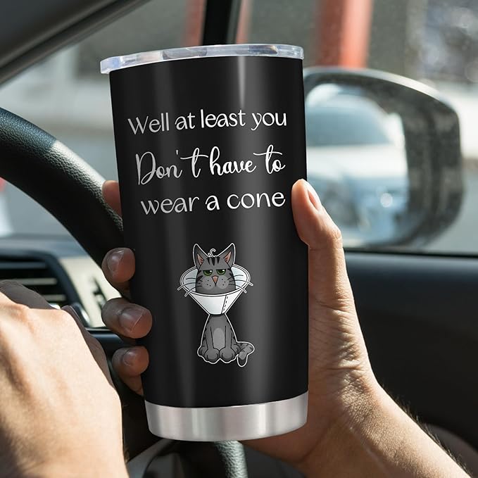 Get Well Gifts for Women Men, Sympathy Gift, Get well Soon Gift Tumbler 20Oz, After Surgery Recovery Feel Better Cheer up Gifts for Women Men, at Least You Dont Have To Wear A Cone
