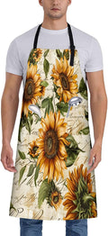 Vintage Sunflower Apron for Women, 28x33in, Kitchen Chef Aprons with 2 Pockets, Polyester, Sunflowers Apron for Cooking BBQ Baking Gardening Chef, Gifts for Mom Wife Dad
