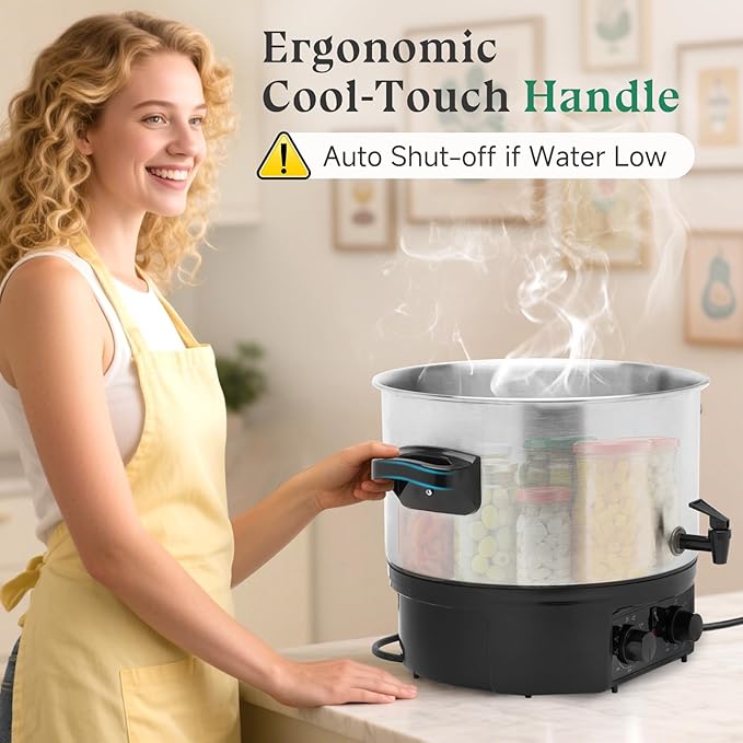 Electric Water Bath Canner 14.5QT, 1500W Electric Canning Pot for Home Canning, Preserving Jars, Slow Cooking & More - Adjustable Temp & Timer, Safe & Easy-to-Use Electric Canner for Beginners & Pros