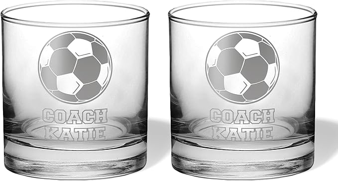 Soccer Coach Gift - Personalized Soccer Gift, Soccer Accessories, Best Coach gifts for coaches, End of Season, Girls Soccer Coach Gifts (Soccer, Dbl Whiskey Gift Box)