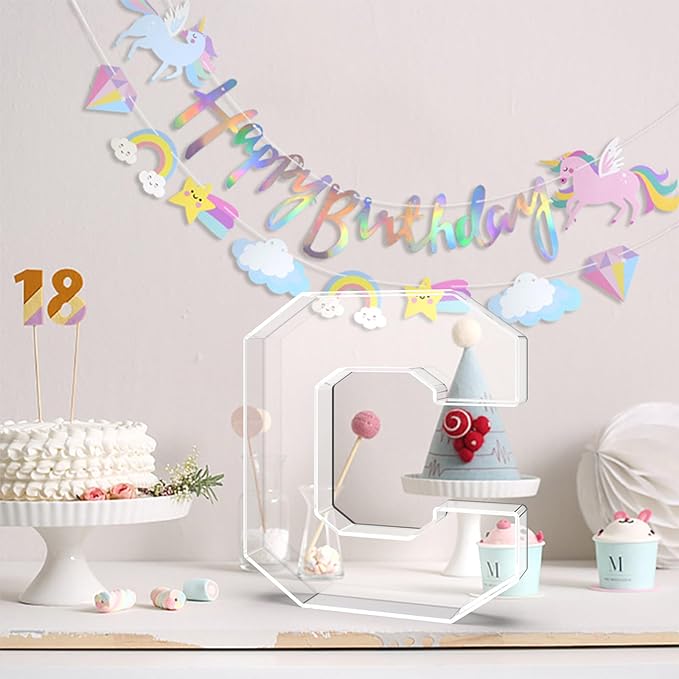 11" Acrylic Letter Charcuterie Tray, Charcuterie Letters Fillable Box for Food, Reusable Serving Cake Candy Dish Display Tray for Birthday Anniversary Party Decoration (Letter C)