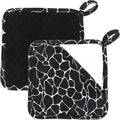 Pot Holders for Kitchen 2 Pack Heat Resistant Hot Pads for Kitchen Counter Decor,Silicone Non-Slip Hot Pad with Soft Cotton Lining Pot Holder Trivets for Kitchens Oven Cooking Baking Pans,Black Stripe