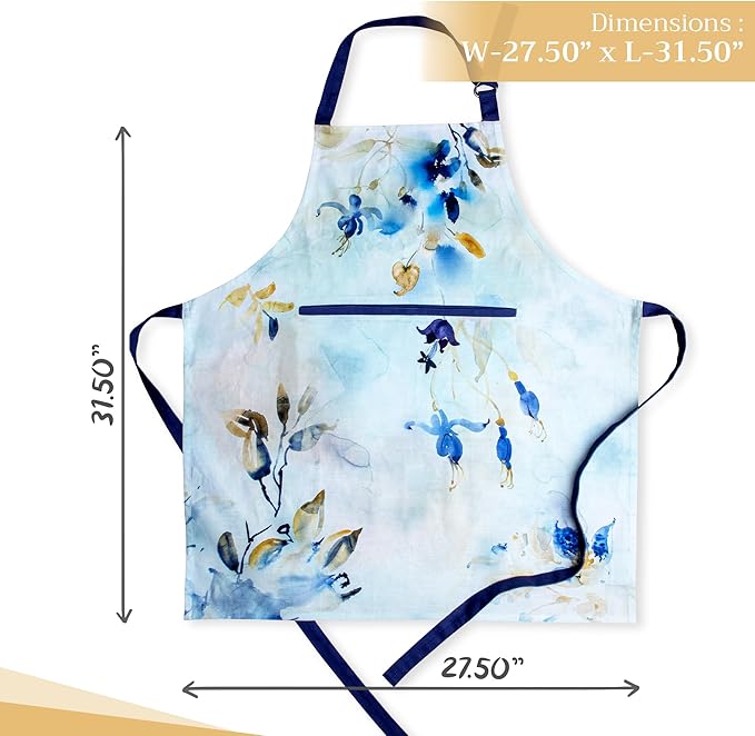 Maison d' Hermine 100% Cotton Apron for women with Pocket Kitchen Chef Apron for Men Cooking Gardening Server Waitress