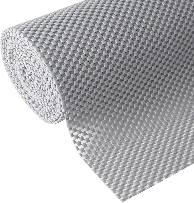 Shelf Drawer Liner Non-Adhesive with Non Slip Durable Strong Clean Size 17.7 Inches X 10 Feet Drawers, Shelves, Cabinets, Storage for Kitchen and Desks, Light Gray