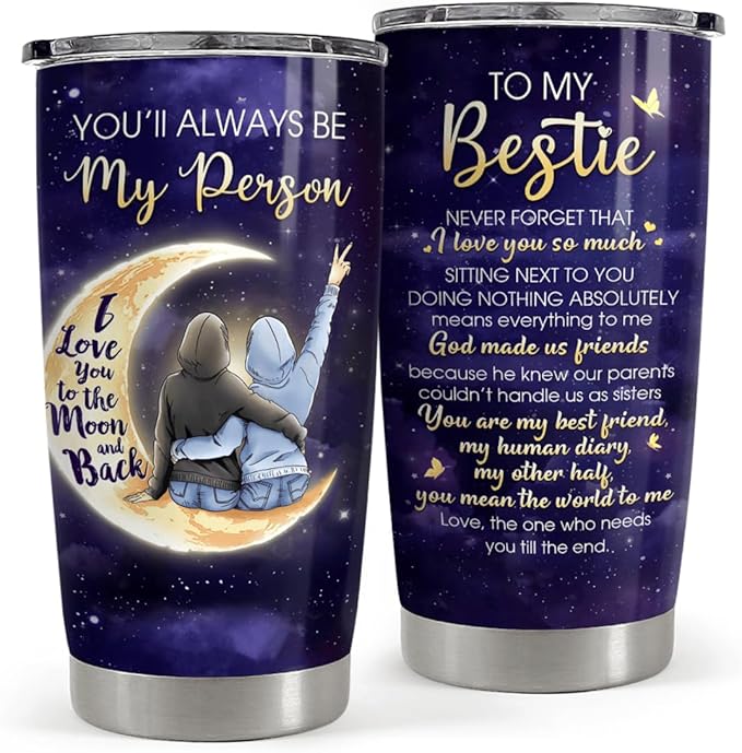 Best Friend Tumbler 20oz Stainless Steel Insulated Coffee Travel Mug Cup for BFF Bestie Female Friend Gifts for Birthday Christmas Friendship Day
