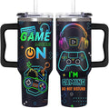 Gamer Gifts for Men from Daughter, Son, Kids, Wife - 40oz Game Tumbler With Handle and straw for Father's Day, Christmas, Birthday, Valentines Day - 40 oz Stainless Steel Tumbler for Gaming Men
