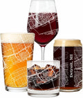 Blue Ridge Mountain Gifts - Detroit Souvenir - Michigan Glassware Gift, Etched City Map, Laser Engraved and Dishwasher Safe