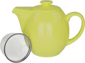 OmniWare 24 Oz Stoneware Teapot with Stainless Steel Mesh Infuser (Citron) - Microwave & Dishwasher Safe, Removable Infuser, Retro-Style Kitchenware Ideal for Loose Tea Brewing