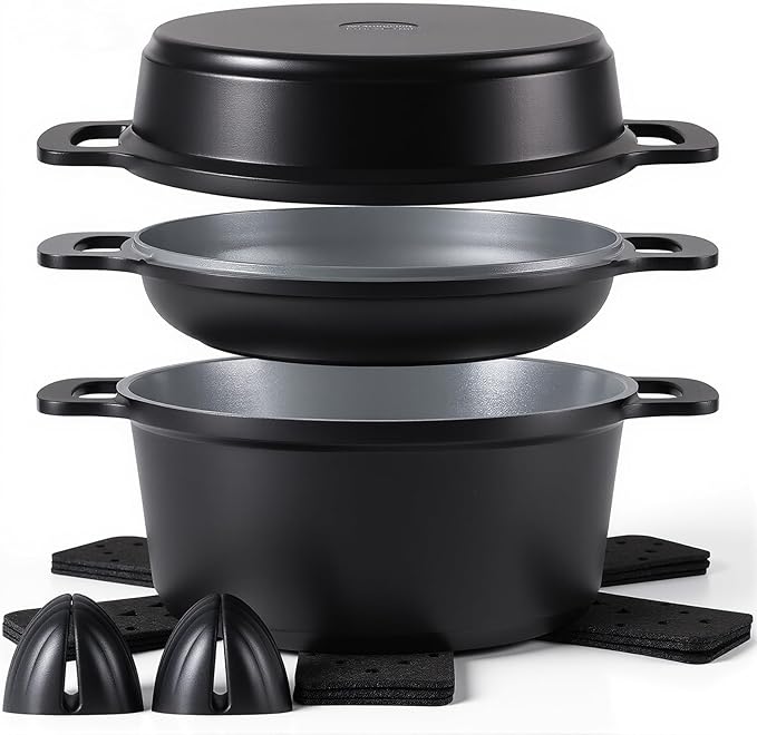 Ammeloo 8-Piece Ceramic Nonstick Cooking Pot Set with Lid, 4.5 Qt Soup Pot, All-in-One Stock Pot for All Stoves, Dishwasher Safe & Easy to Clean, Induction Ready, PFAS Free, for Stews, Soups & Pasta