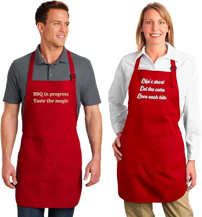 Custom Text Cooking & BBQ Apron – Personalized Chef or Grill Gift – Full Length (1-3 Lines)