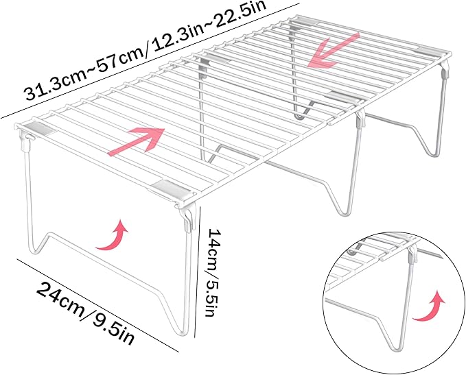 1/2-Piece Set cabinet organizer shelf,kitchen counter shelf,Foldable Pantry Shelf,Plate, Dish,Rustproof Metal Storage Organizer (1, White)
