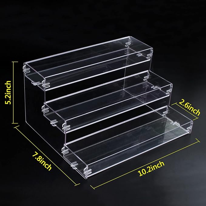 ELEGANTLIFE Spice Rack,No Tool Needed & No Pungent Acrylic Glue Self-derived Snap On Assembly Spice Shelf Pantry Kitchen Cabinet Organizer 10 in for Jars,Baking Supplies & Spice Bottles (3 Tier)