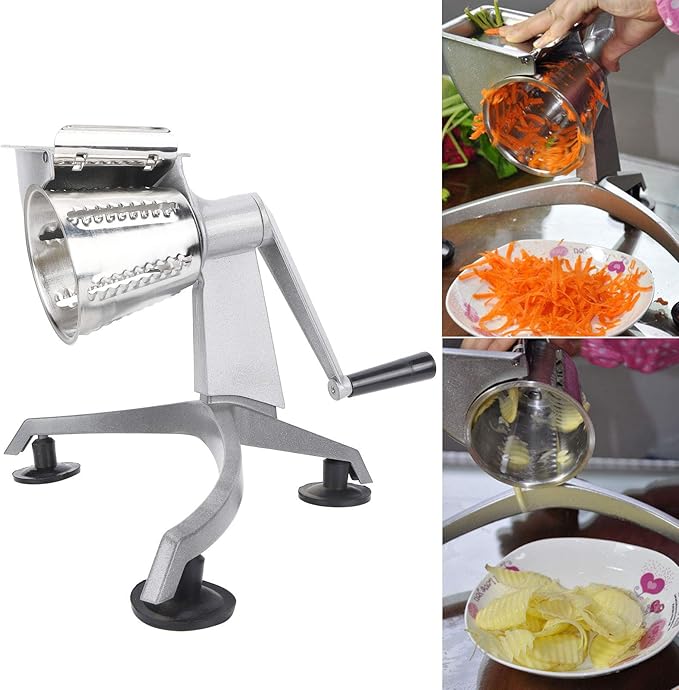 Grer Vegetable, Yctze 37 * 26 * 12 Multi Functional Hand Crank Vegetable Cutter Grater Food Processors with 5 for Kitchen