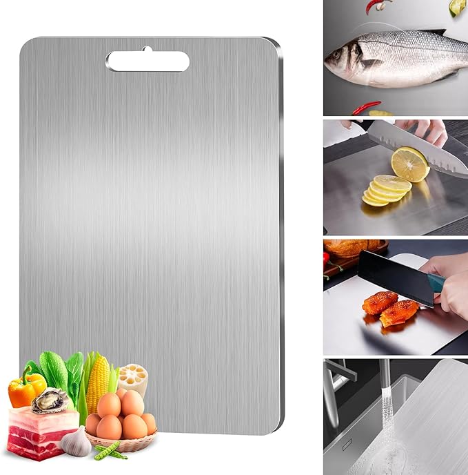 Titanium Cutting Board, Cutting Boards For Kitchen, Double-Sided Food-Grade Titanium Cutting Board For Cutting Fruits, Meats and Vegetables (M)