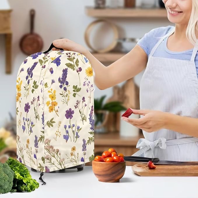 Wildflower Blender Cover for Kitchen Small Appliance Dustproof Cover Washable Foldable Coffee Appliance Covers with Durable Handle