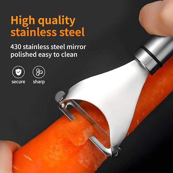 Cactus Peeler Tool, 2 Pcs Stainless Steel Cactus Paring Knife and Peeler Spoon Long Handle Slicing Noodle Cutter with Hole for Cactus Kitchen Cooking Noodles