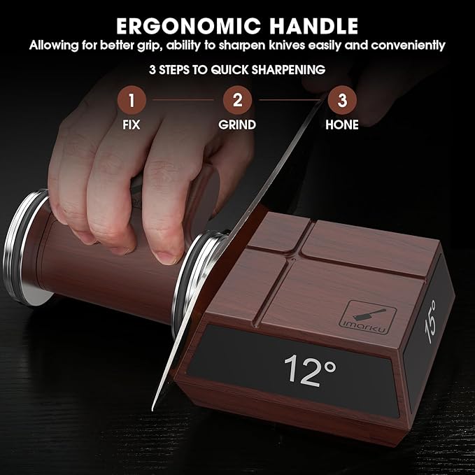 imarku Rolling Knife Sharpener Tool, Knife Sharpening Kit Made from ABS Material with 2 Diamond Discs, 4 Magnetic Angle (12°/13°/15°/20°) for Kitchen Knives, WÜSTHOF, ZWILLING, Shun, Etc
