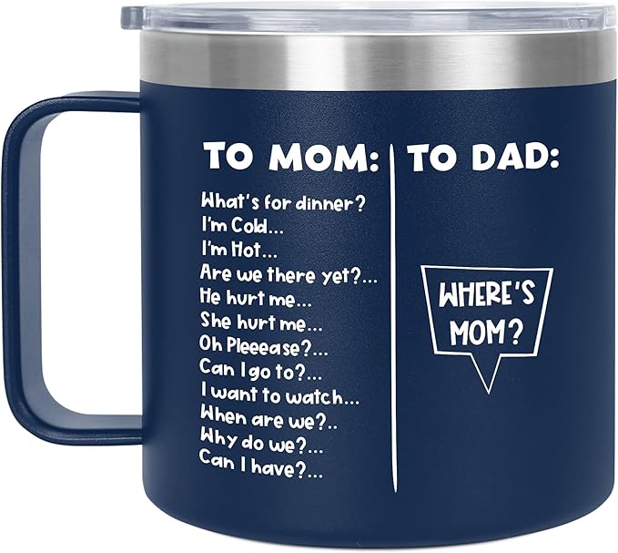 Christmas Birthday Gifts for Dad - 14 oz Stainless Steel Insulated Coffee Mug with Lid - Funny Birthday Gifts for Mom, Dad Birthday Gift Ideas, Mug for Men