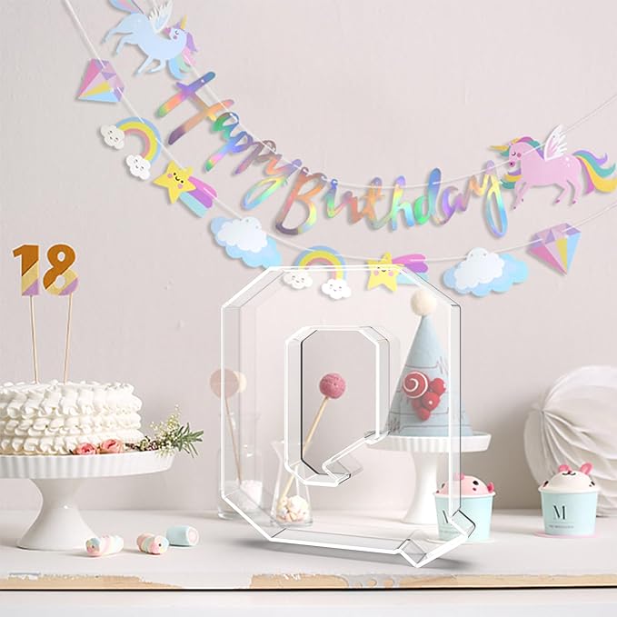 13.8" Acrylic Letter Charcuterie Tray, Charcuterie Letters Fillable Box for Food, Reusable Serving Cake Candy Dish Display Tray for Birthday Anniversary Party Decoration (Letter Q)