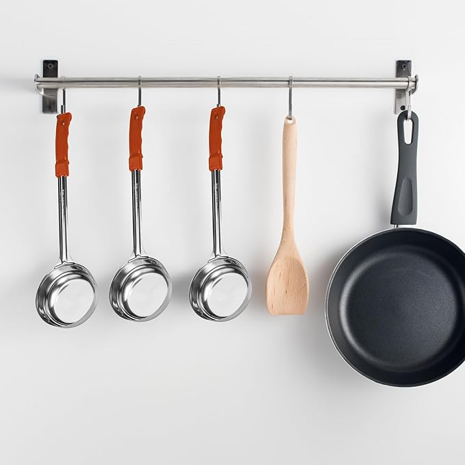 Stainless Steel Food Portioner 8 Ounce Orange Handle – Serving Spoon for Cooking and Kitchen Use