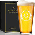 Personalized Beer Glasses Gifts for Men, 16 oz Pint Glasses Monogrammed A-Z Drinking Glass Cups Customized Gift, Unique Christmas Anniversary Birthday Gifts for Men Him Dad Brother Husband Grandpa (G)