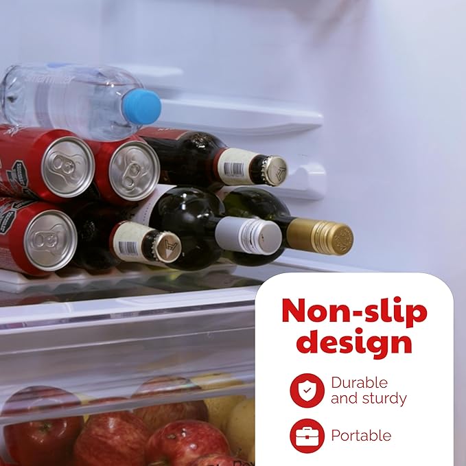 Cooks Innovations 2-Pack Drink Organizer for Fridge, Soda Can Refrigerator Organizers and Storage, Beer-Wine-Water Bottle Holder, Fridge Monkey - Durable Non-Slip&Roll