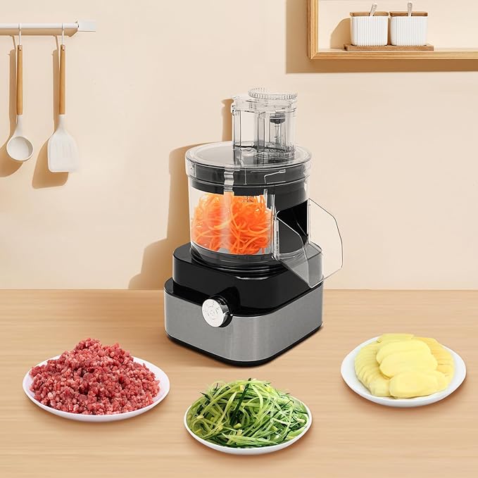 5L/1.32 Gal Food Processor, Electric Vegetable Chopper, 600W Cutter Food Processor with 5 Blades,2 Speed, Dice, Shred, Slice, Grind