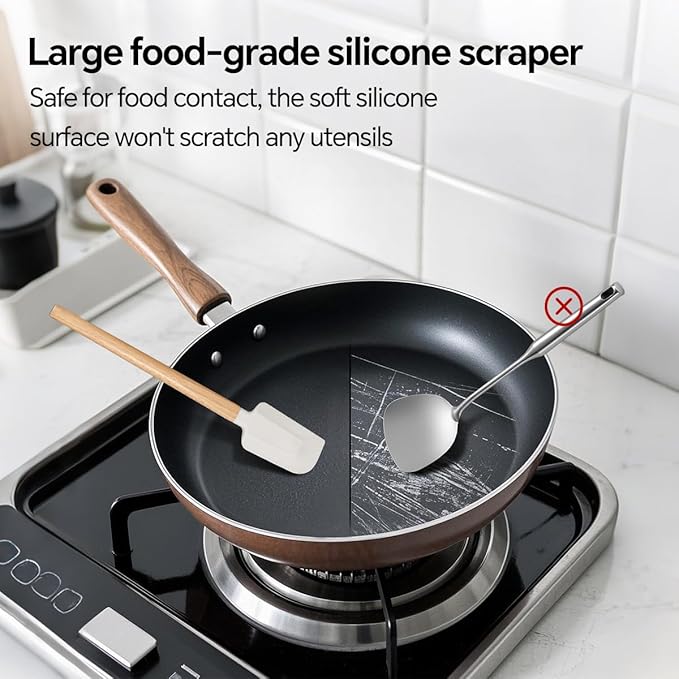 Silicone Spatula Set, 4 Piece Food Grade Rubber Spatula, Spoon, Jar Spatula, Heat Resistant Up To 428°F, Suitable For Cooking, Baking, And Mixing Frosting.