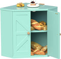Corner Bread Box for Kitchen Countertop,Storage Container for Homemade Bread, Double Layer BreadBox, Large Capacity Bread Storage Bin, Vintage Farmhouse Breadbox Organizer, Green