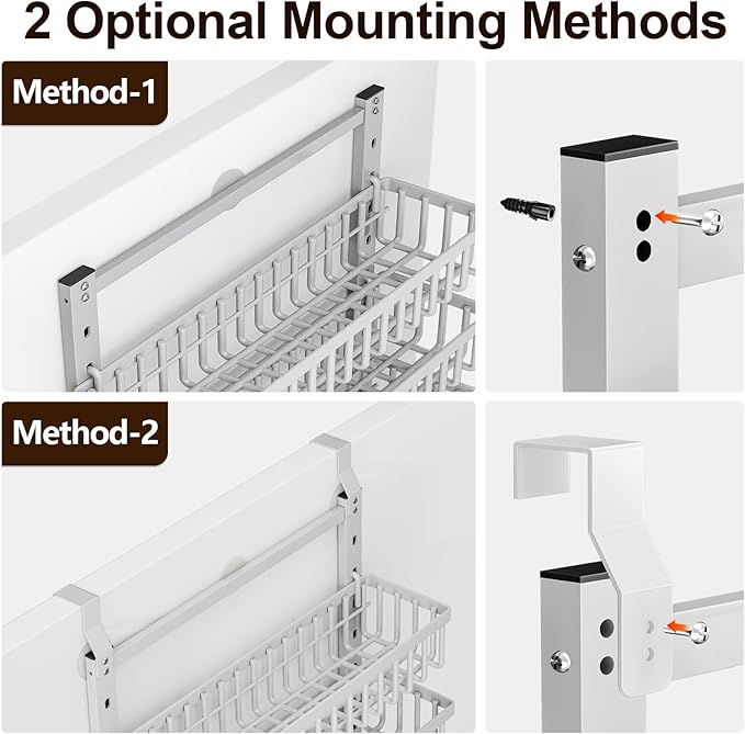 9 Tier Over The Door Pantry Organizer, 2 in 1 Wall Mount or Hanging Spice Rack with Adjustable Basket, Seasoning Organizer and Storage for Kitchen Cabinet Closet Bathroom