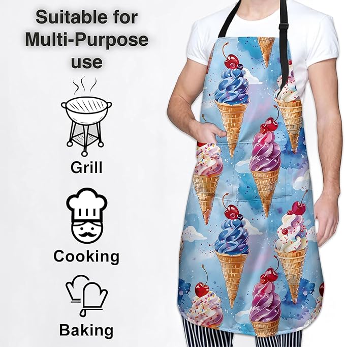 Cute Dolphin Apron for Women Men, Oxford Fabric Kitchen Cooking Chef Aprons