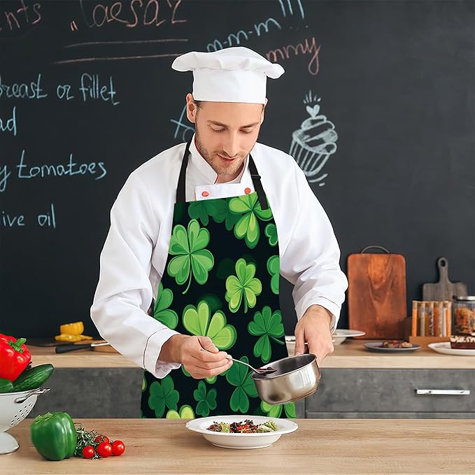Cooking Aprons for Men and Women,Adjustable Bib Chef Apron with 2 Pockets, Soft and Durability Kitchen Apron