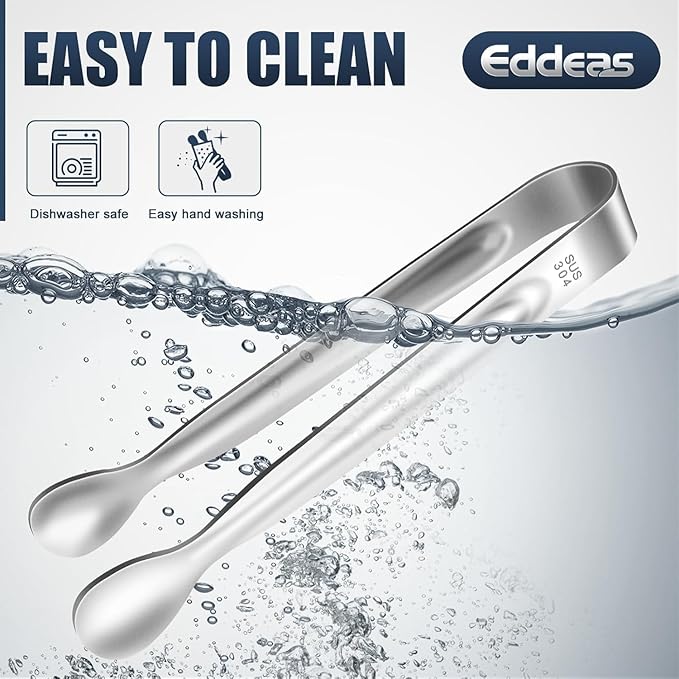 12PCS Ice Tongs Mini Sugar Tong - 2 Sizes 6 & 4 Inch Stainless Steel Small Serving Tongs, Small Kitchen Tiny Tong for Appetizers,Tea Party, Coffee Bar, Desserts (Silver)