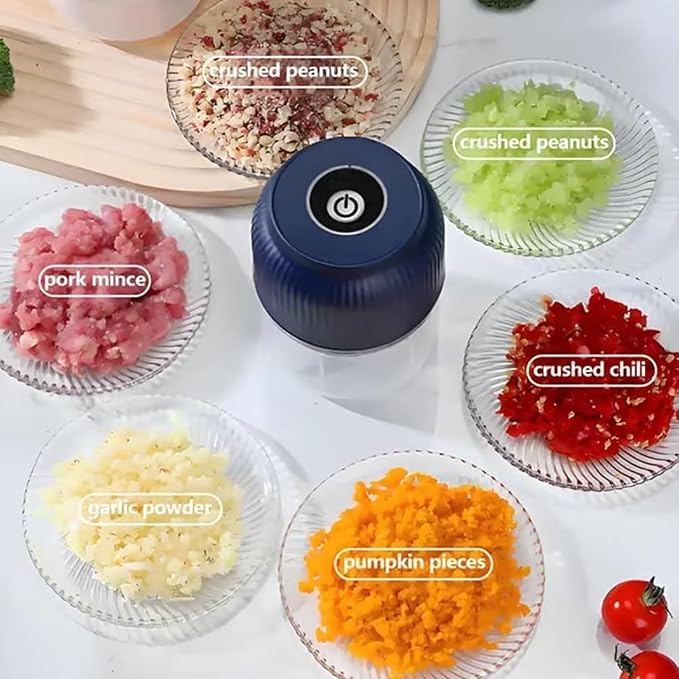 2026 New Electric Garlic Chopper, Mini Portable Veggie Chopper with 304 Stainless Steel Blades, 300ML Rechargeable Food Processor Cordless, for Mashing Onion Garlic Chili Ginger Fruits (1*Blue)