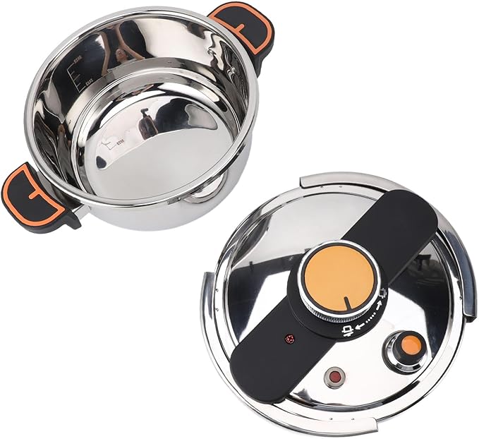 JTLB Pressure Cooker Professional Efficient Fast Even Heating Prevents Stick Large Capacity 304 Stainless Steel Canning Pot for Home Kitchen (6L)