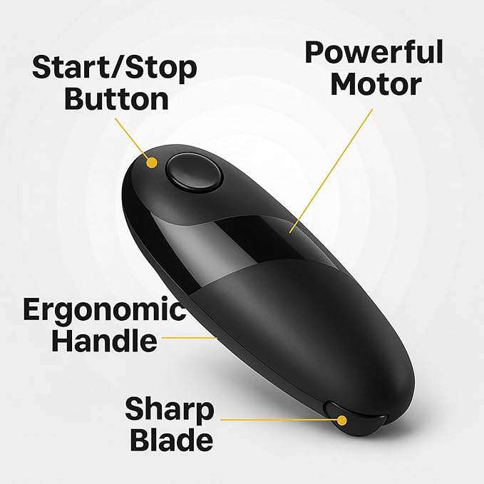 Electric Can Opener – Smooth Edge Automatic Can Opener for Seniors with Arthritis, One-Touch Battery Operated Can Opener, Hands-Free Safe Kitchen Gadget for Home, Travel & Camping