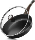 SENSARTE Nonstick Frying Pan Skillet with Lid, 8inch Non Stick Pan Omelette Pans, Healthy Kitchen Cooking Chef's Pan with Cover, Free of Intentionally Added PFOA/PFOS, Induction Compatible, Black